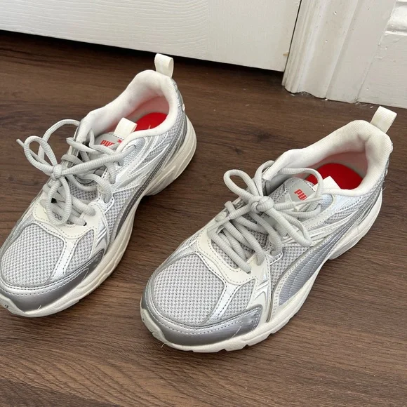 Puma Women's Silver and White Athletic Shoes - Picture 2 of 4